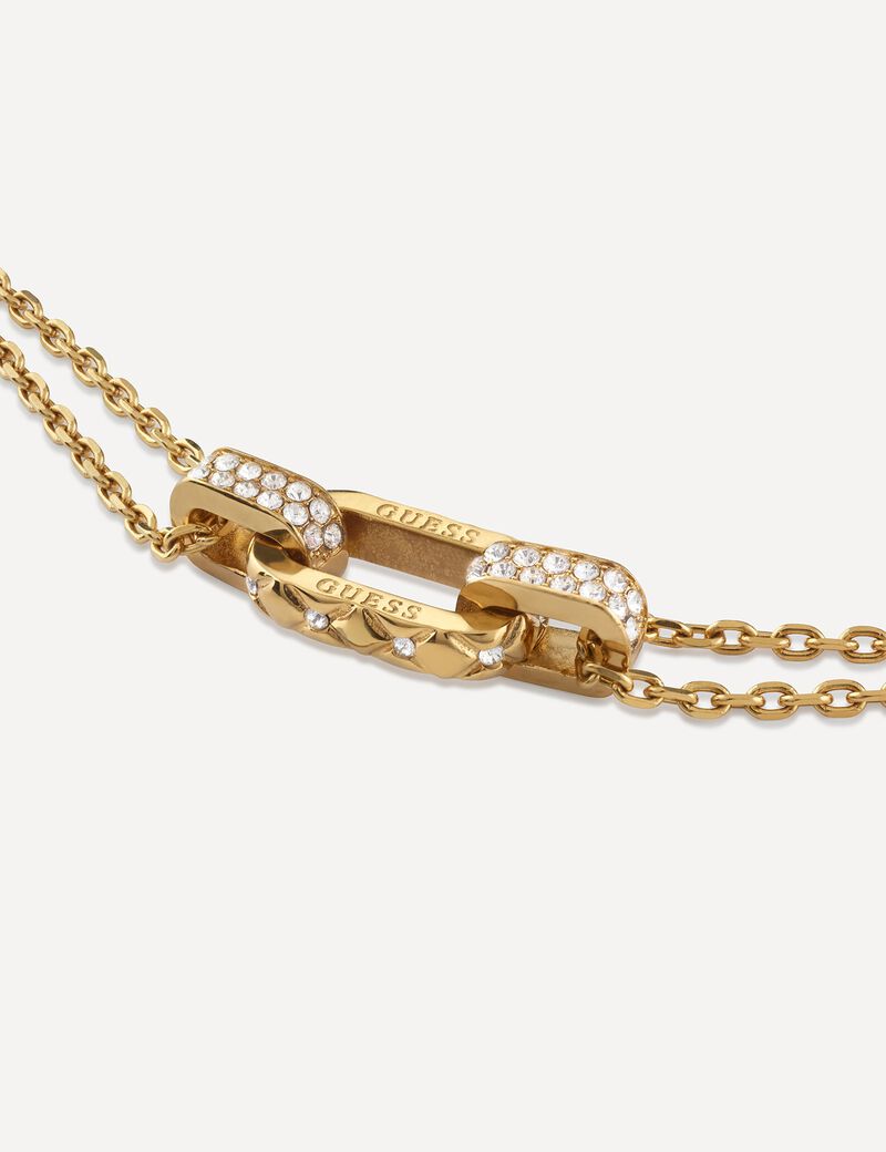 Matelasse Pave Double Chain Necklace