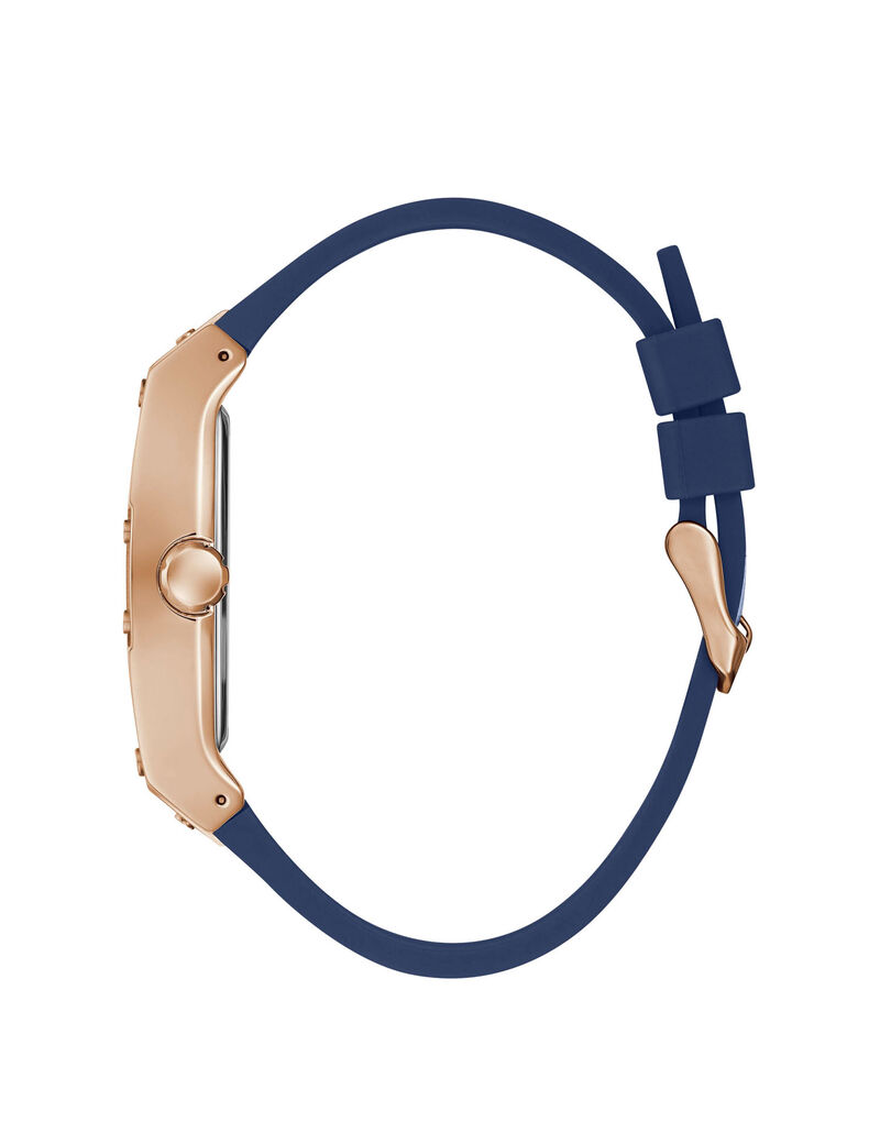 Rose Gold And Blue Rectangular Watch