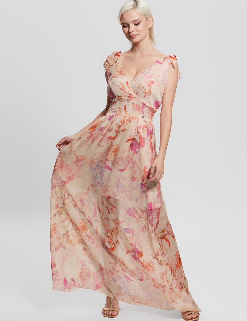 Silk blend long dress