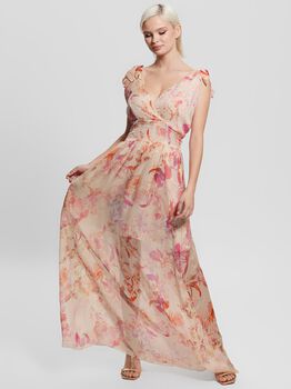 Silk blend long dress