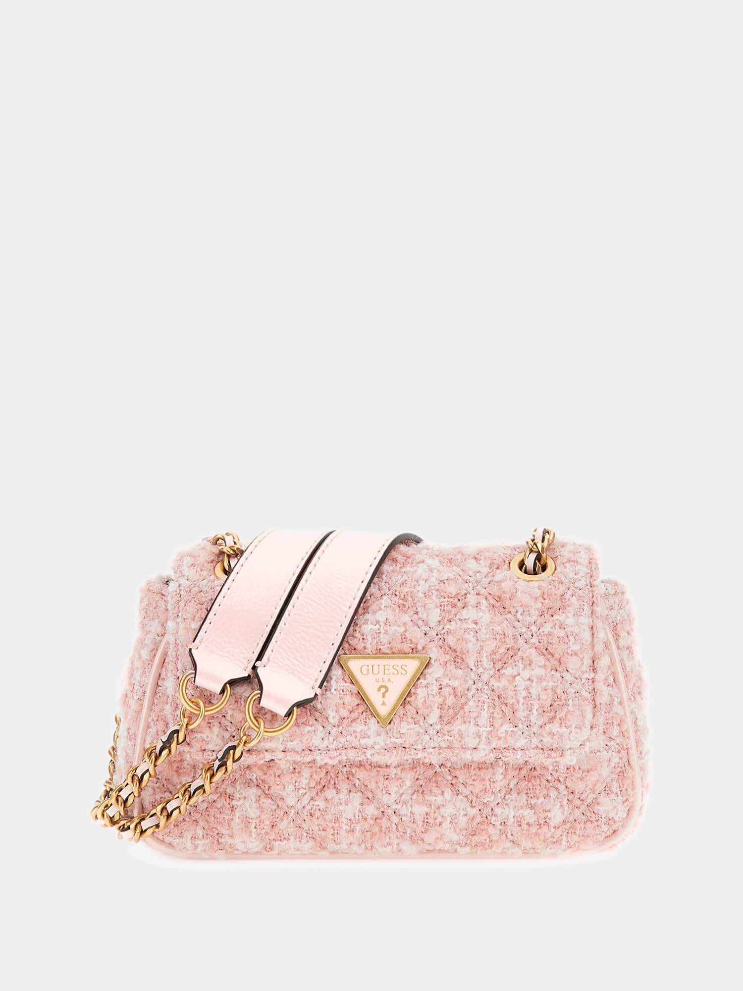 Shop GUESS Online Tweed Giully mini crossbody bag