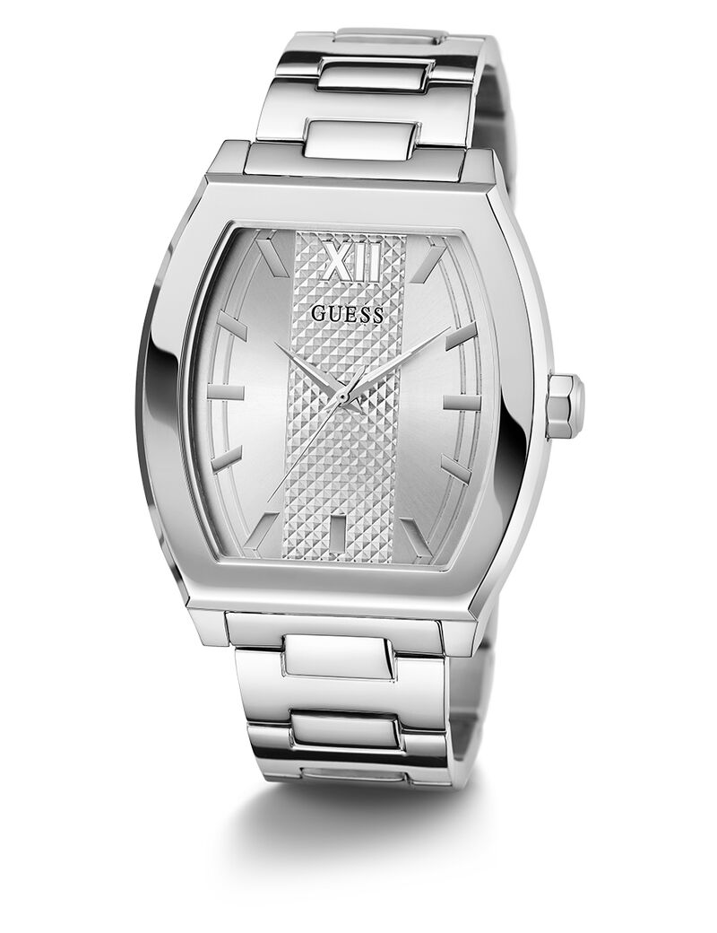 Mens Black Silver Tone Analog Watch