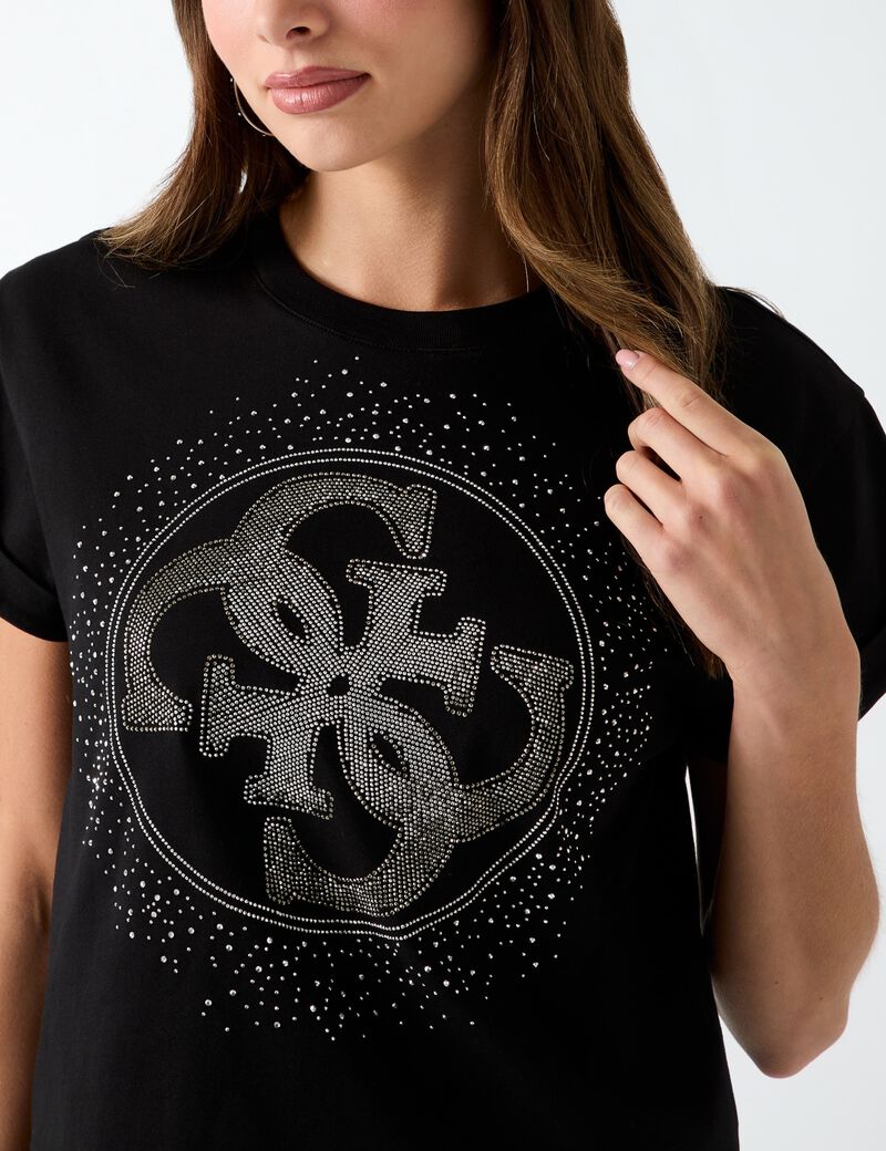 guess rhinestones logo t shirt