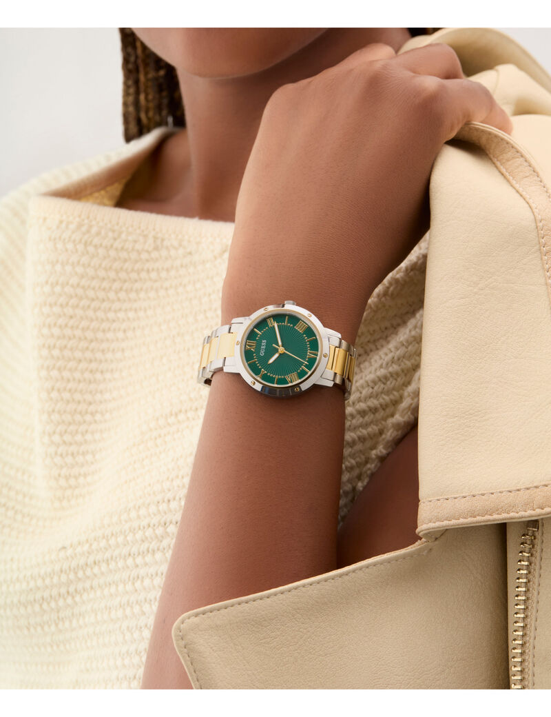 guess ladies 2 tone analog watch