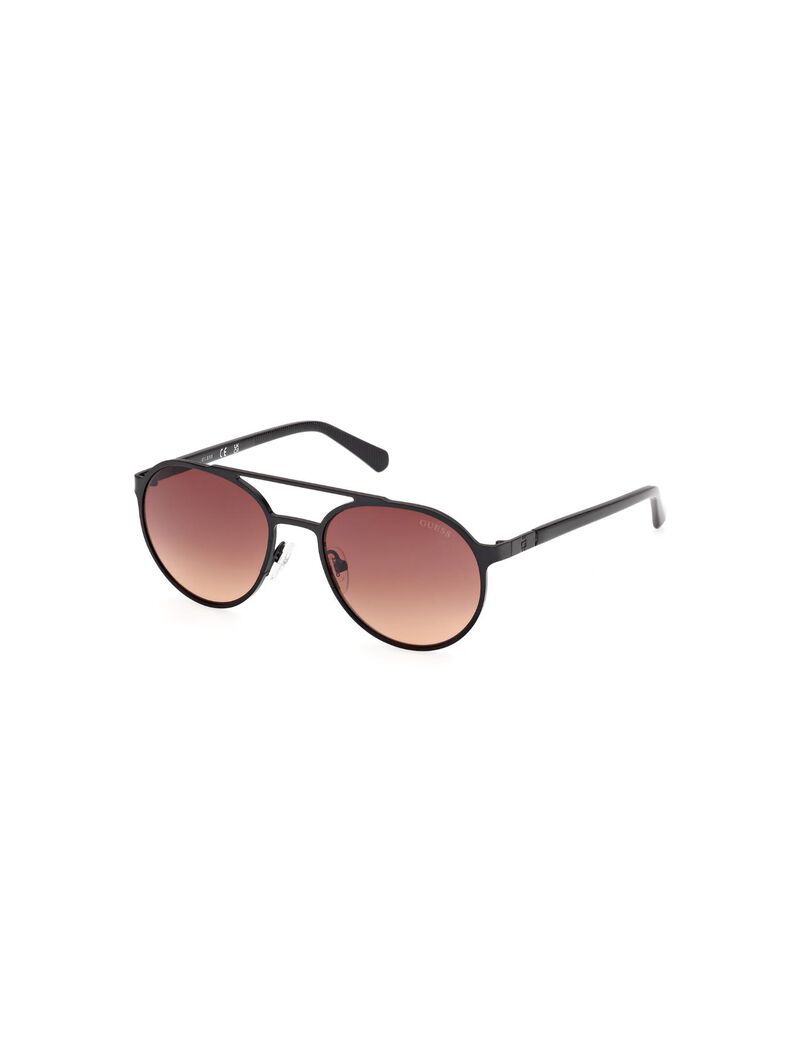 Round matte black gradient smoke sunglasses