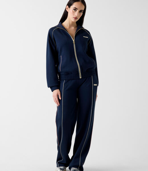 High neck full-zip sweater