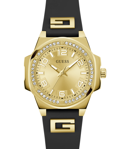 Ladies Black Gold Tone Analog Watch