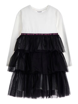Long Sleeve Mixed Fabric Dress