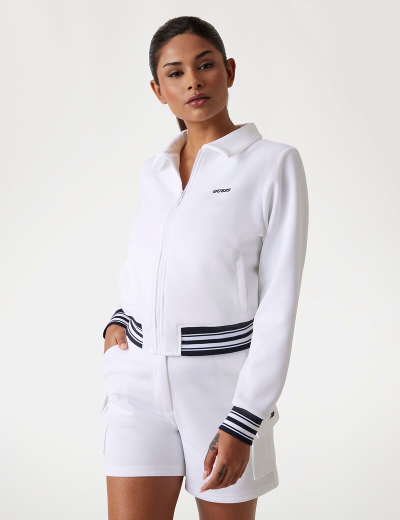 guess zip up logo sweatshirt