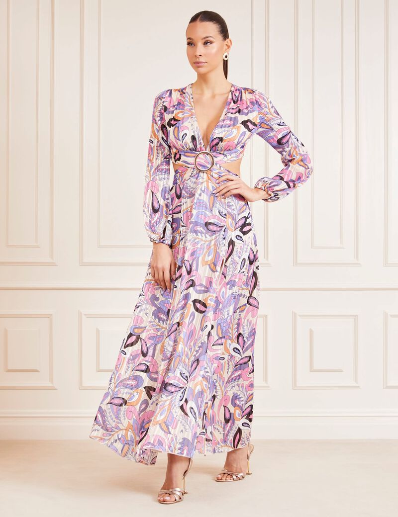 Marciano paisley lurex print long dress