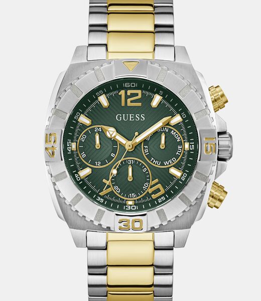 Mens 2-Tone Silver Tone Multi-function Watch