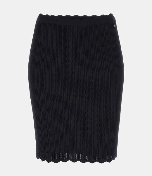Pointelle knit mini skirt