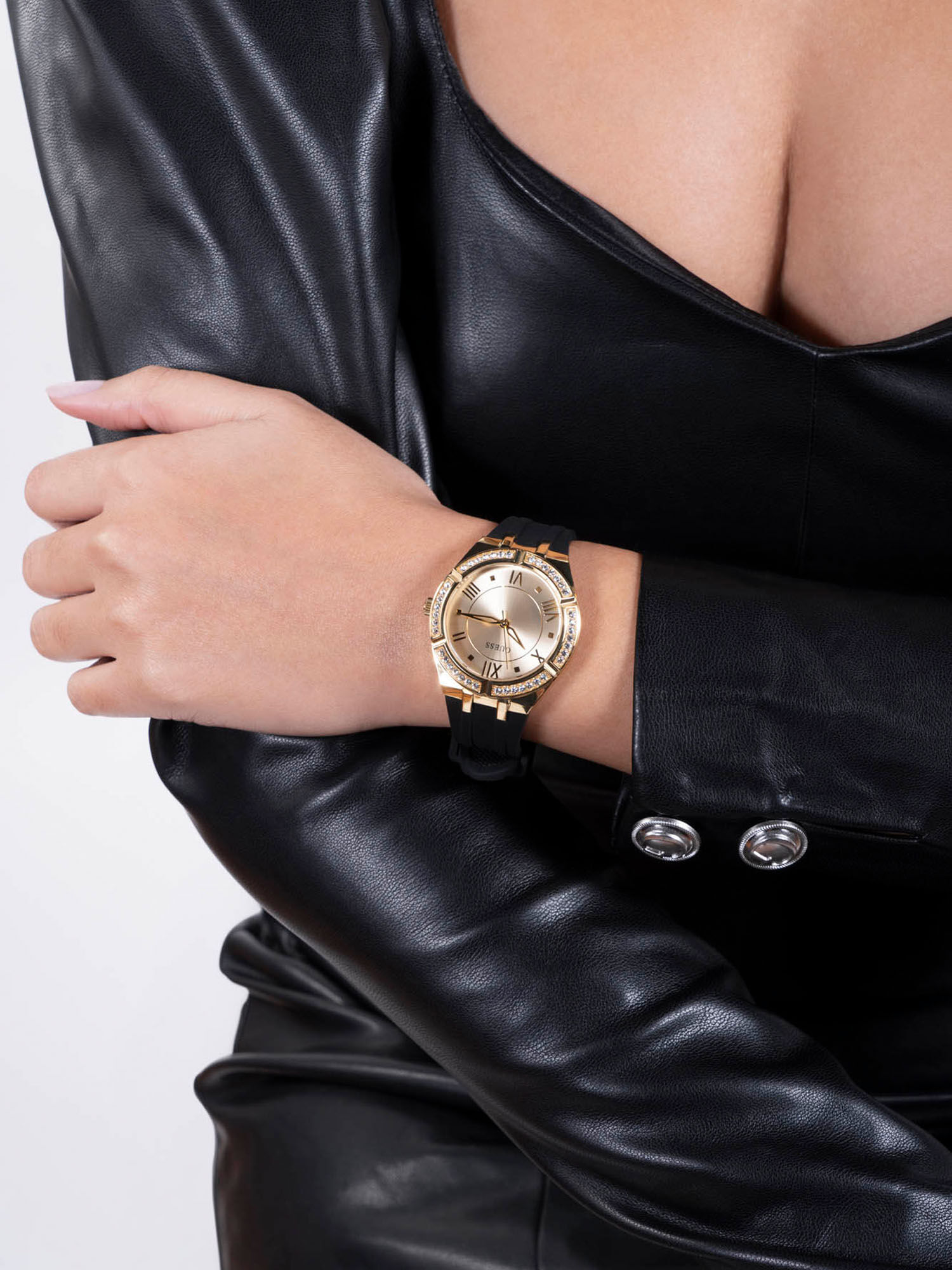 Guess gold and black watch online