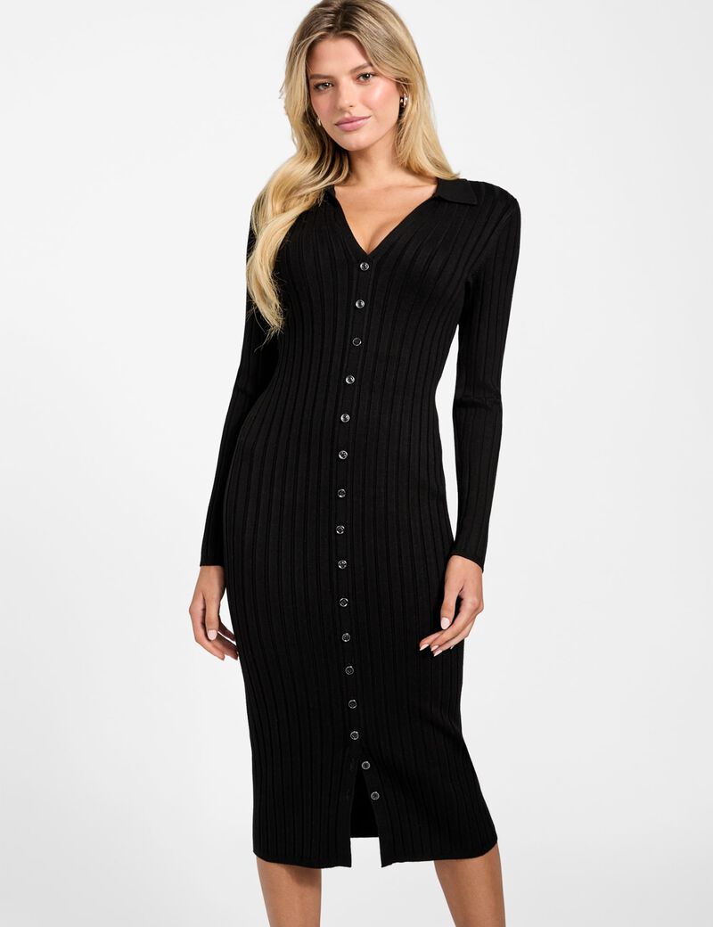 Rib-knit midi sweater dress