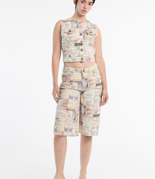 All over print denim top
