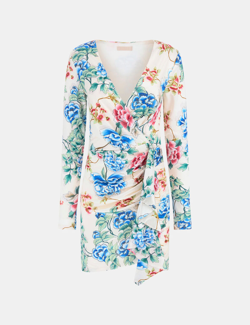 فستان قصير مطبوع بالكامل