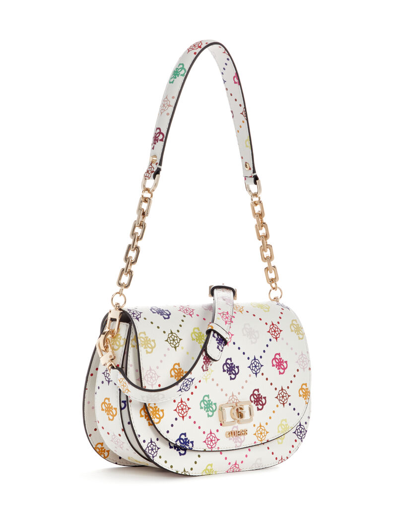 guess emelie logo flap shoulder bag