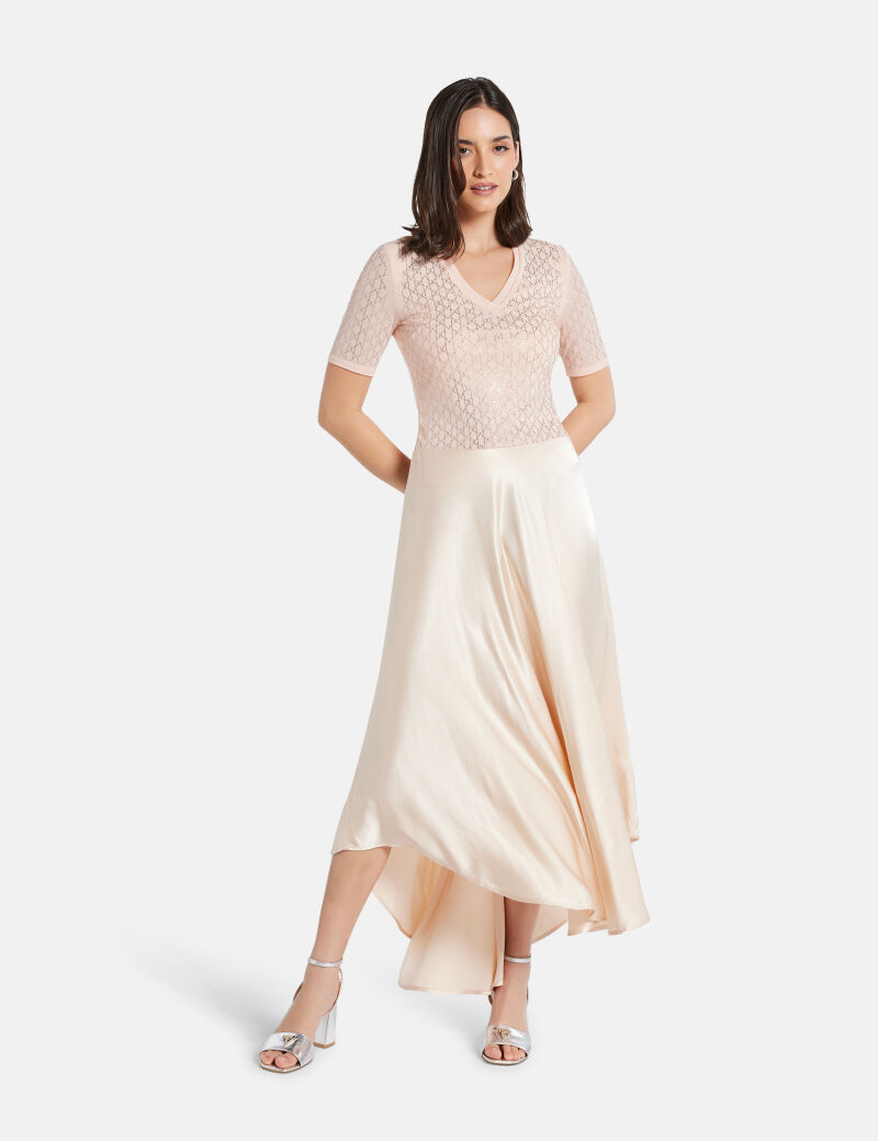 Flouncy long sateen skirt