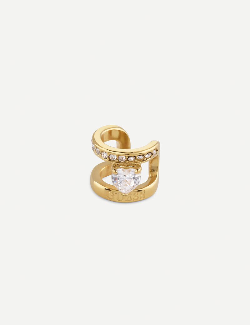 guess heart crystal mono earcuff