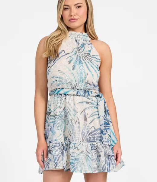 Fit-and-flare chiffon mini dress