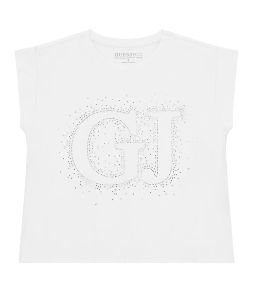 Rhinestones GJ logo stretch t-shirt