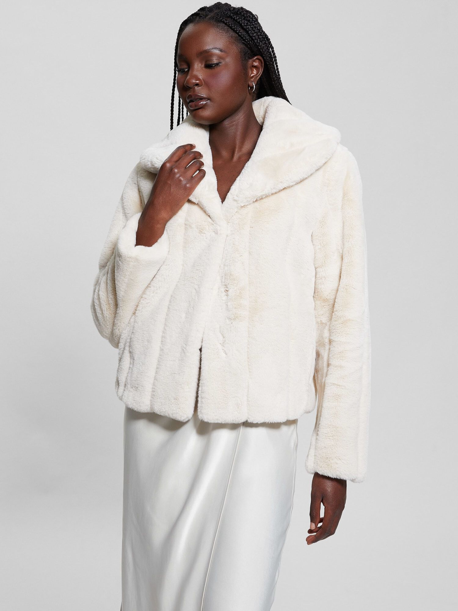 Guess faux fur coat cheap