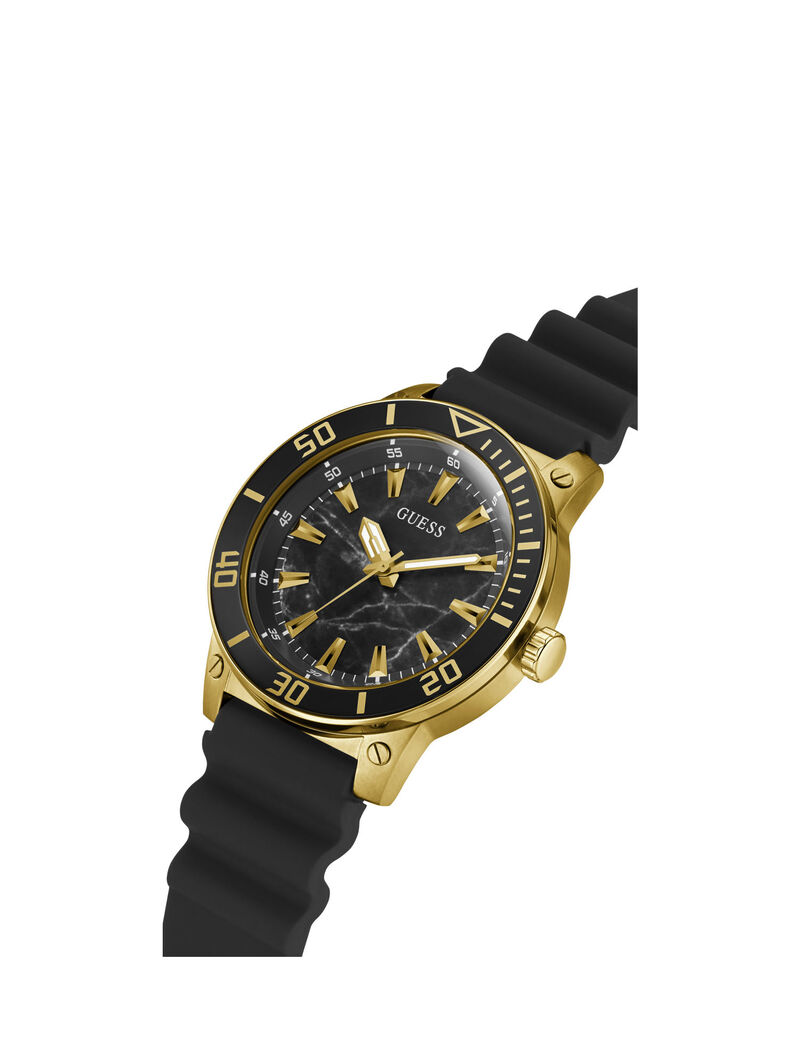 Gold And Black Analog Silicone Watch