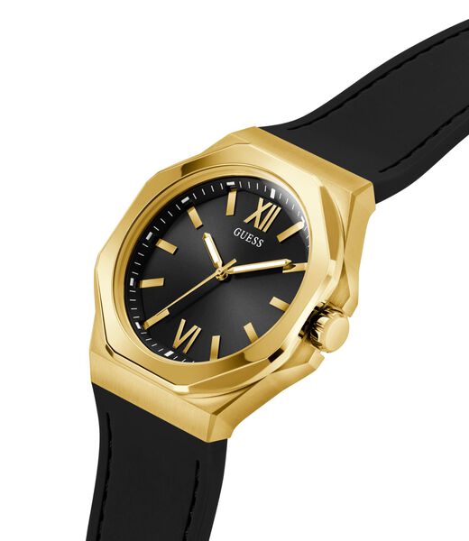 Mens Black Gold Tone Analog Watch