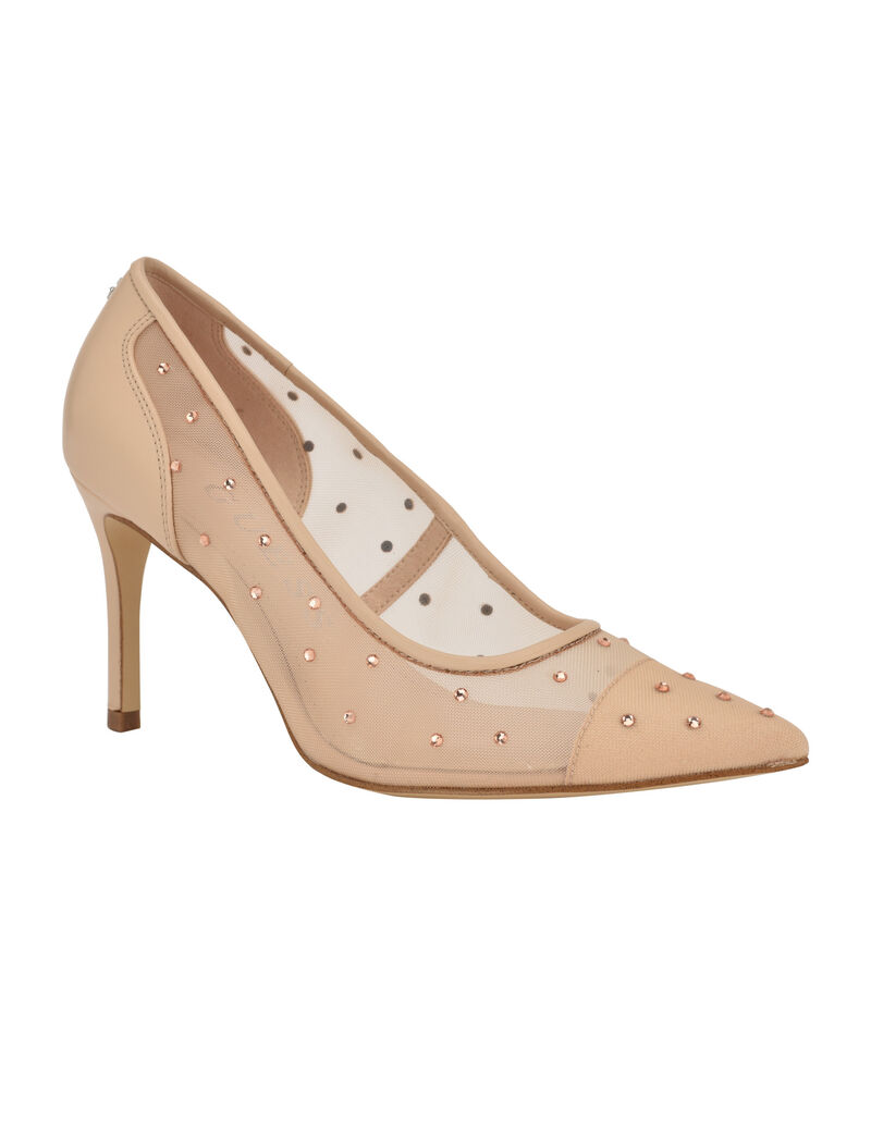 Serry transparent fabric heels