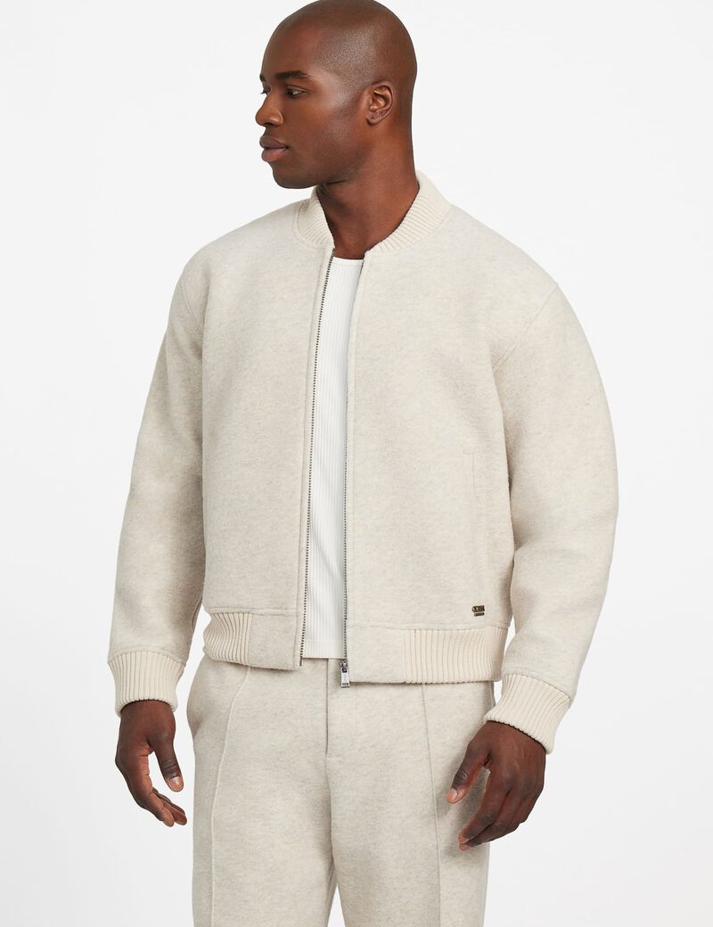 Wool-blend bomber jacket