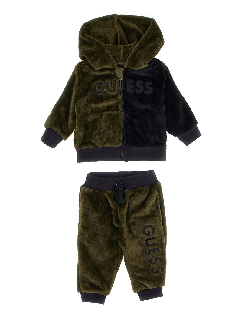 Set Faux Fur Hooded Active Top