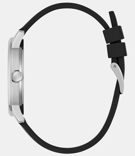Mens Black Silver Tone Analog Watch