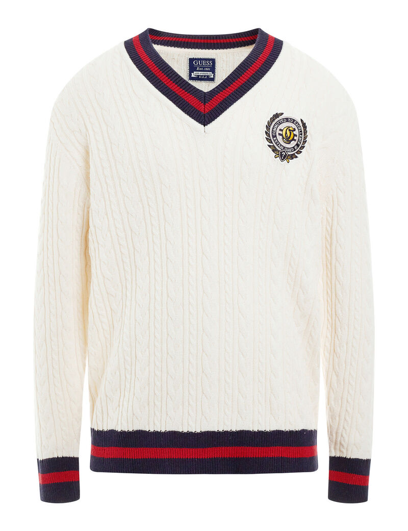 Front Patch Cable Knit Sweater