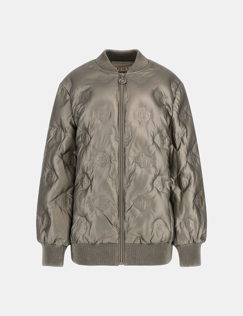 Faux leather long bomber jacket