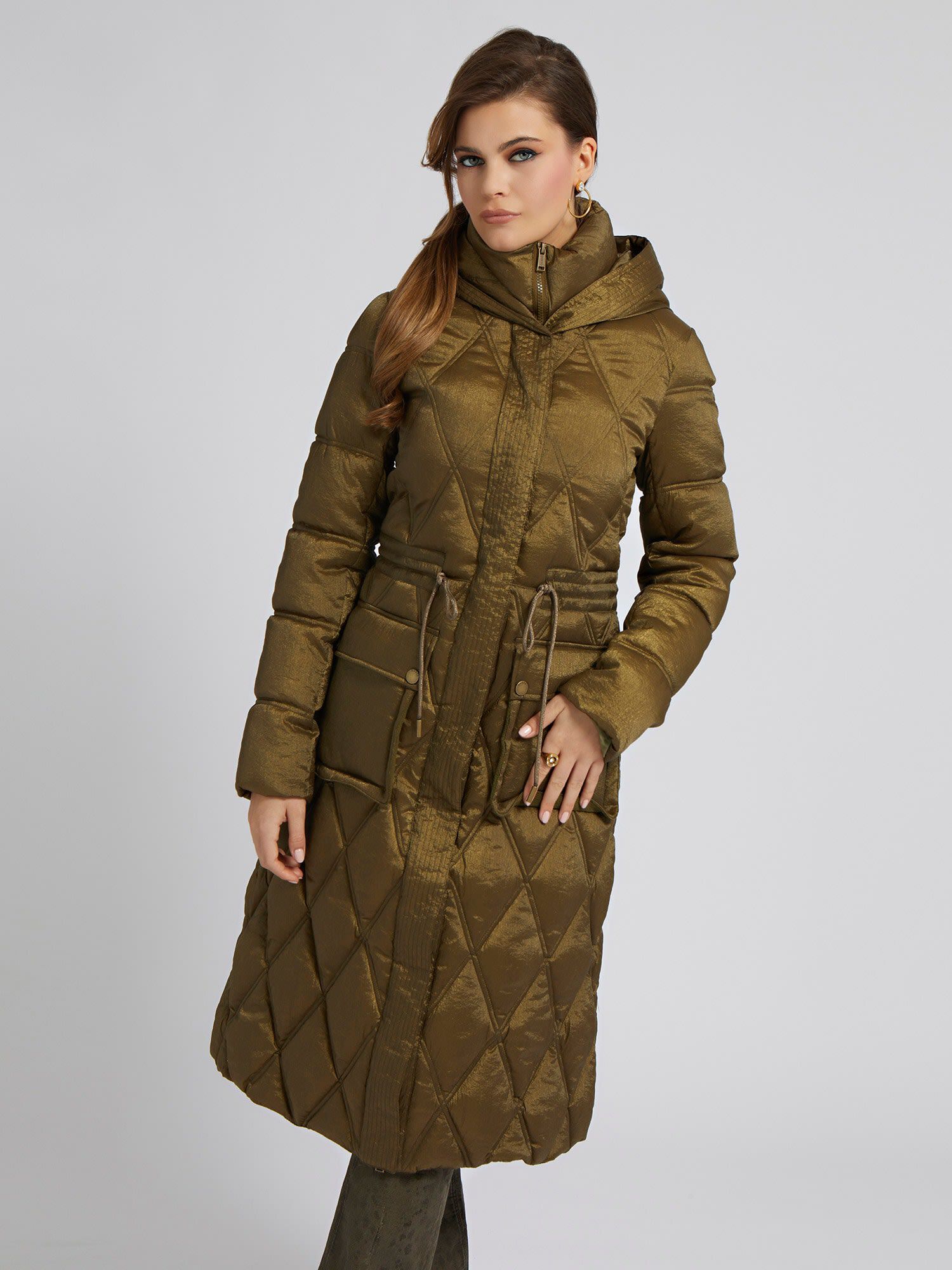 Shop GUESS Online Quilted Long Puffer