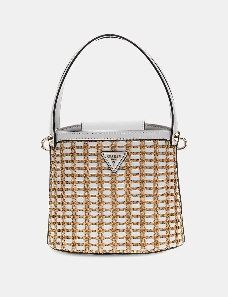 Atalia raffia mini bucket bag