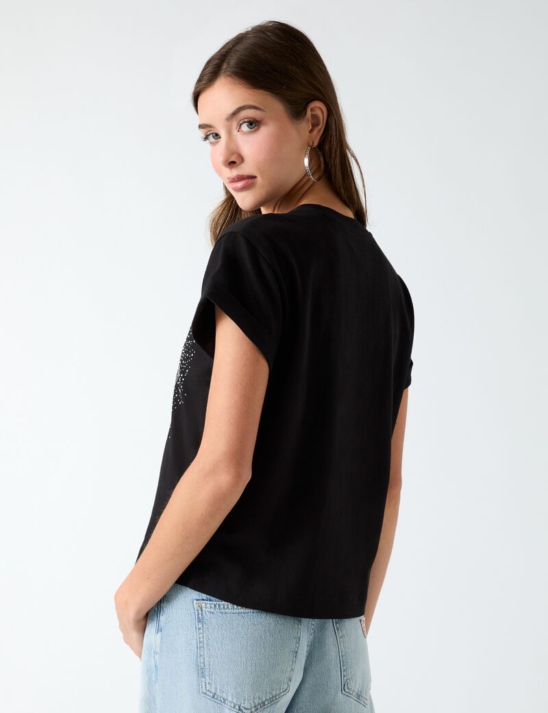 guess rhinestones logo t shirt