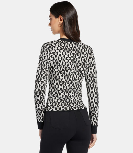 Allover jacquard long sleeve cardigan