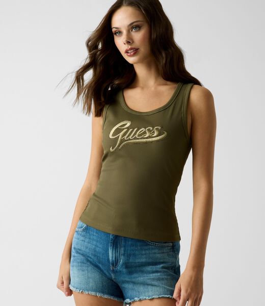 Embroidered logo tank top