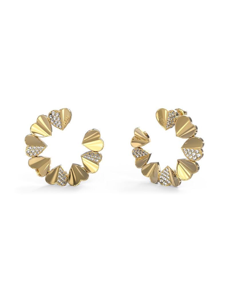 Guess Lovely Multiple Hearts Gold Hoops