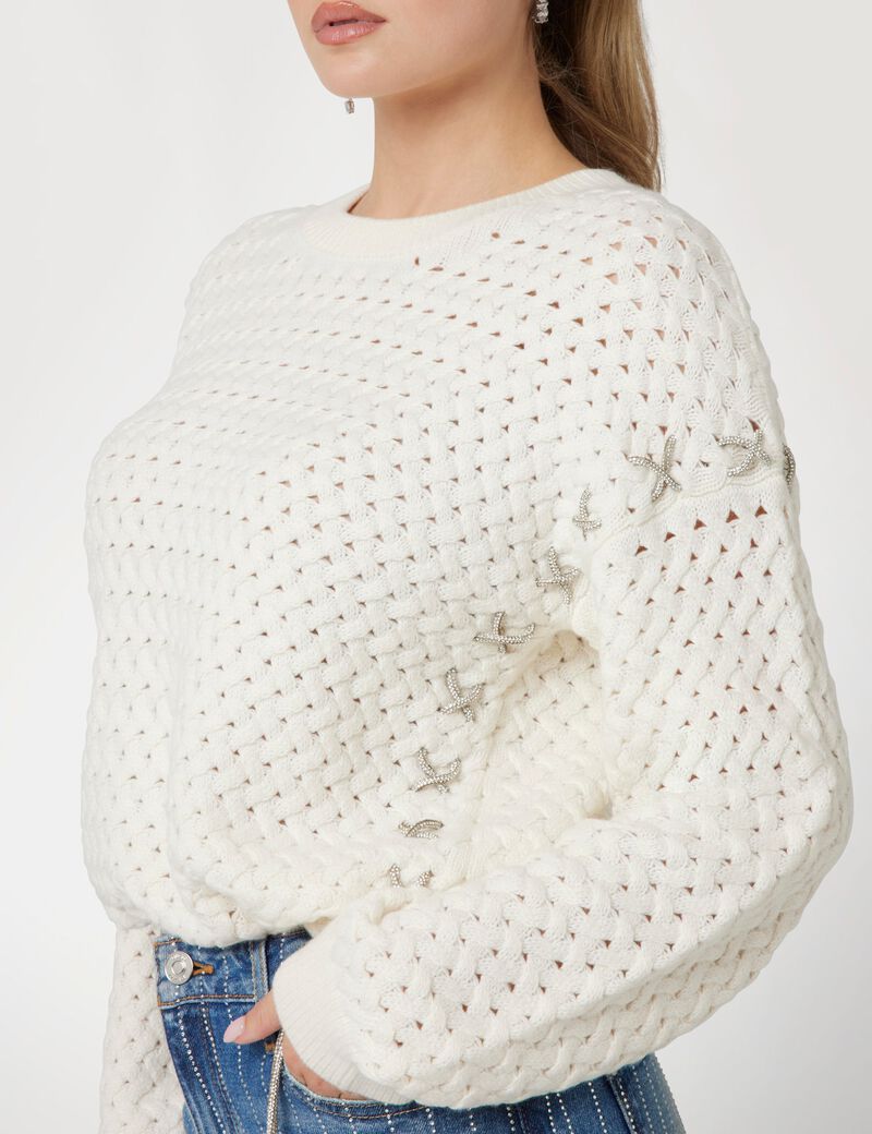 Wool-blend cable sweater