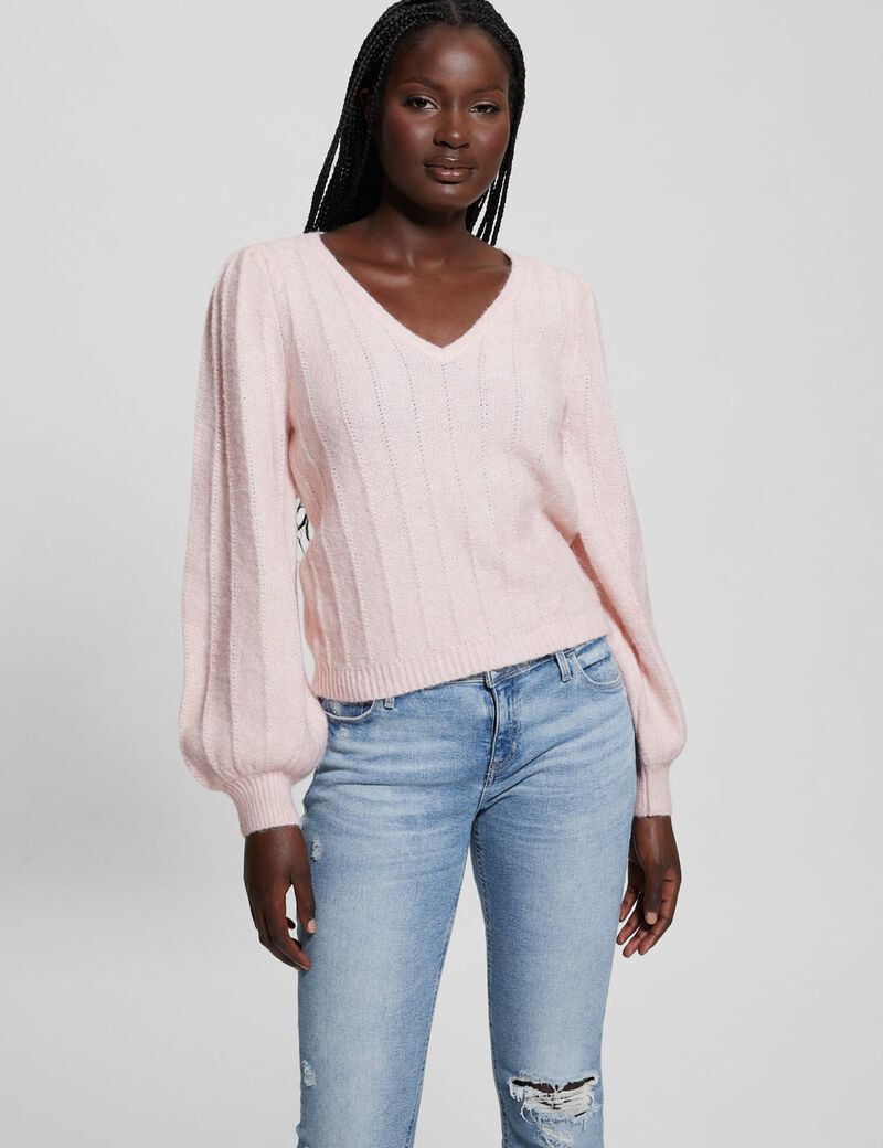 V neck wool blend sweater