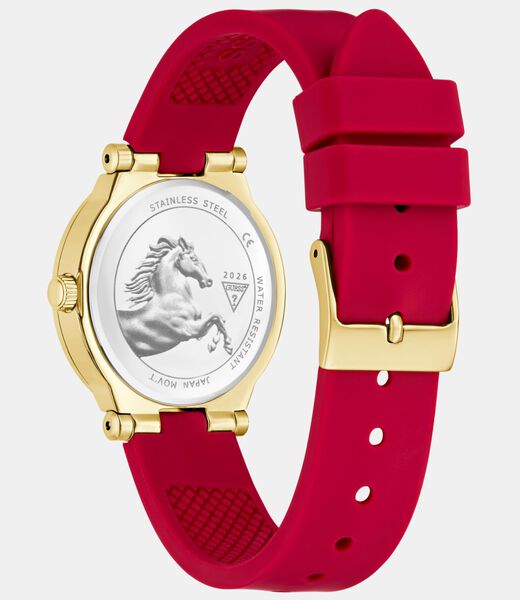 Ladies Red Gold Tone Analog Watch