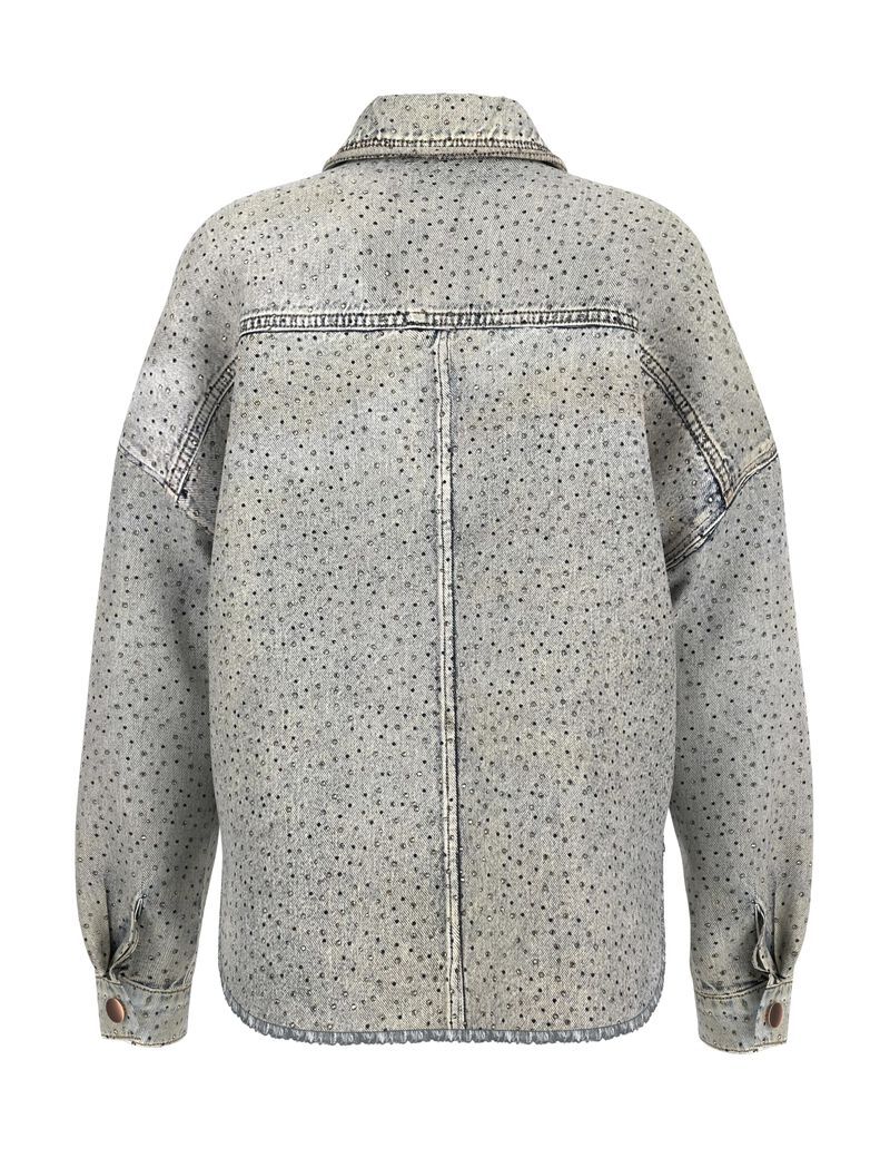 Rhinestone polka-dot denim shacket