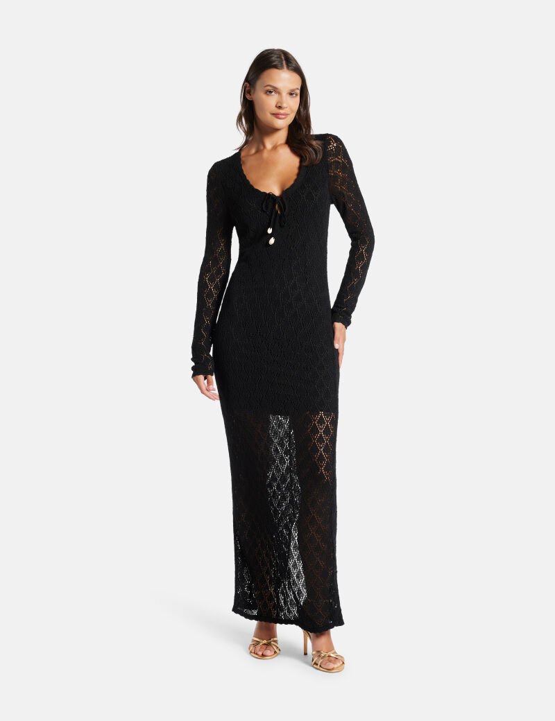 Open-work bodycon maxi dress