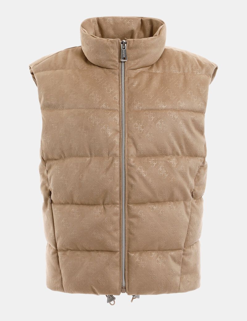 4G Logo Faux Suede Puffer Vest