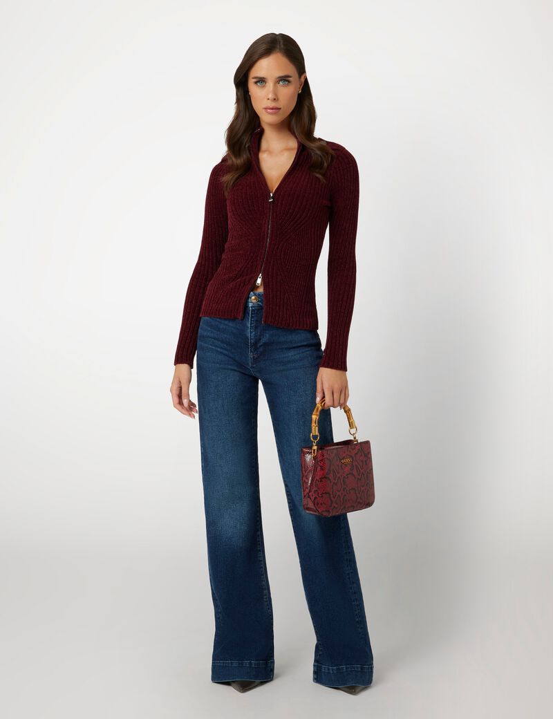 Turtle neck zip cardigan