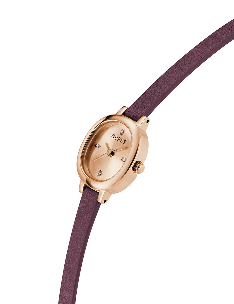 Ladies Red Rose Gold Tone Analog Watch