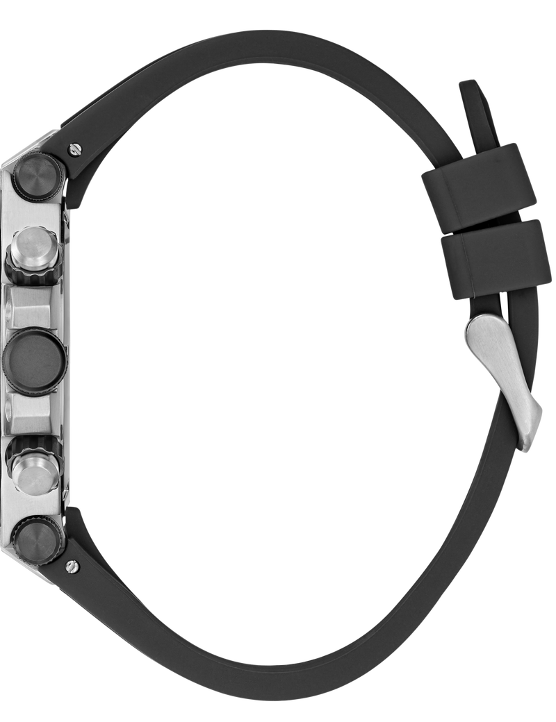 Mens Black Silver Tone Multi-function Watch
