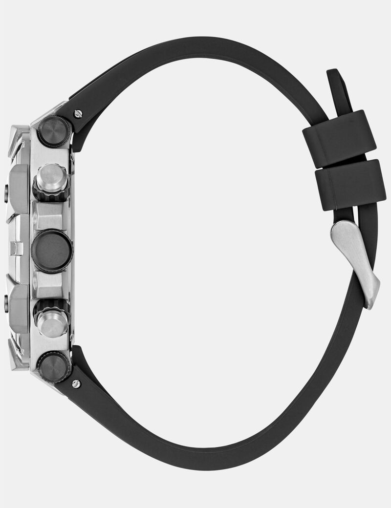 Mens Black Silver Tone Multi-function Watch